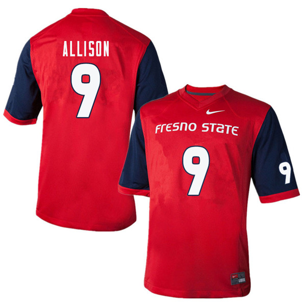 Men #9 Jeffrey Allison Fresno State Bulldogs College Football Jerseys Sale-Red